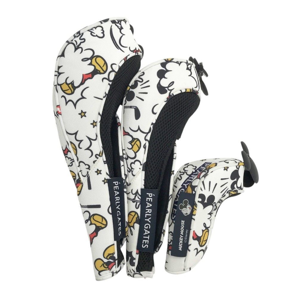 パーリーゲイツ×Disney ヘッドカバー3点セット（×2）白×グレー