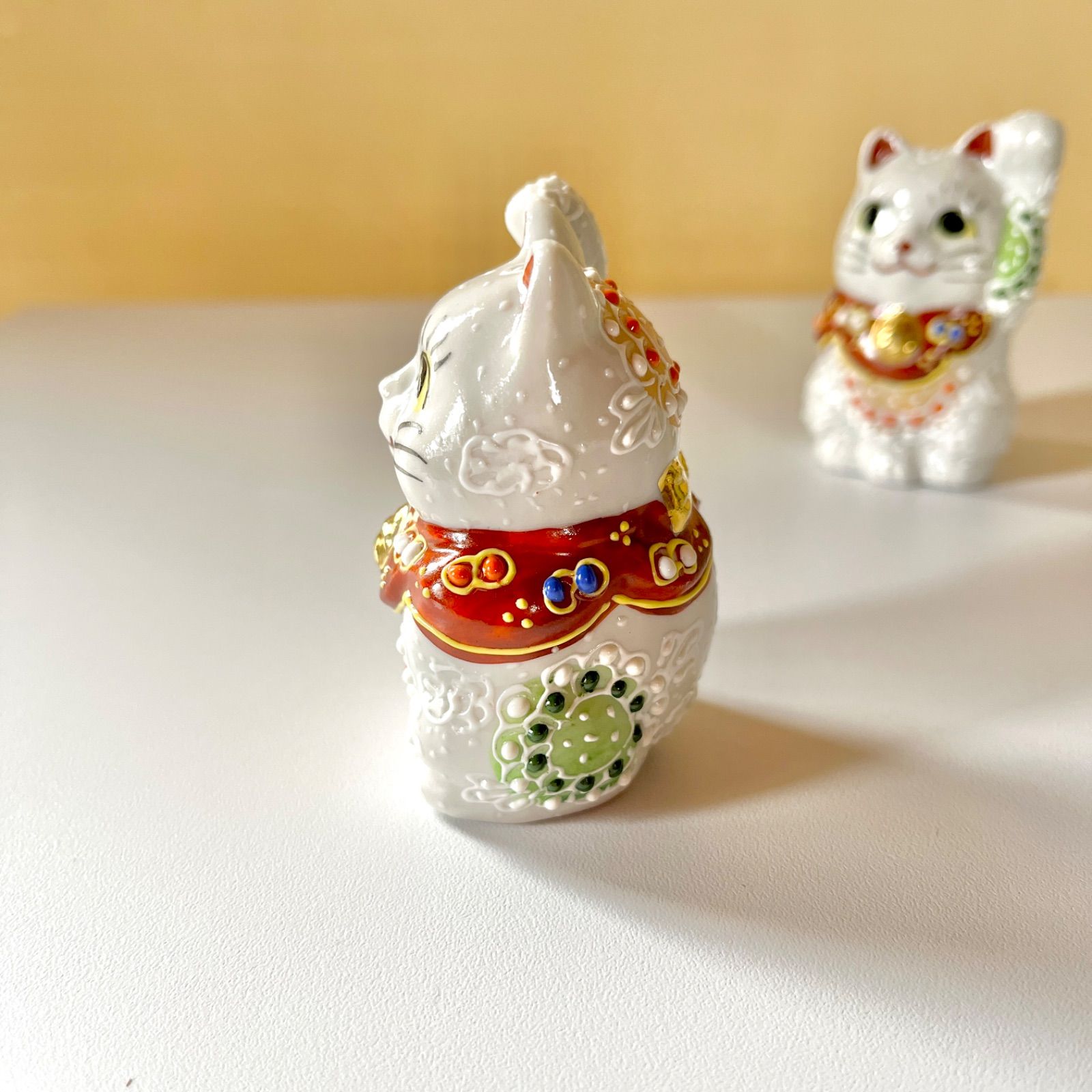 九谷焼】ペア招き猫『白盛』 ファッション