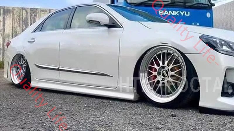 202ブラック 塗装済 トヨタ マークX GRX系 サイドステップ サイドスカート アンダーカナード スポイラー GRX130 GRX133 GRX135