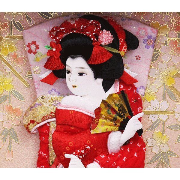 宝童作 9号 幸彩 額羽子板飾り 振袖黒赤