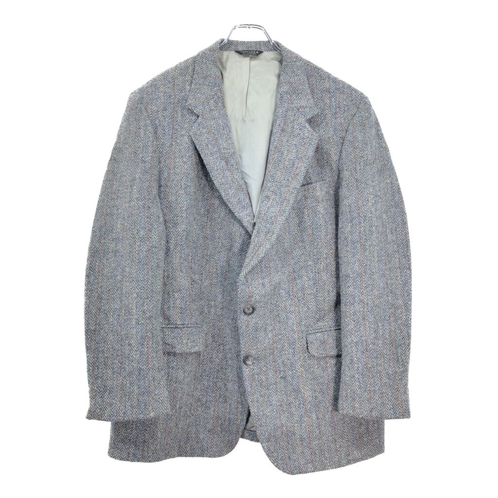 90年代 Harris Tweed ハリスツイード テーラードジャケット グレー メンズ 44相当 古着 V4528