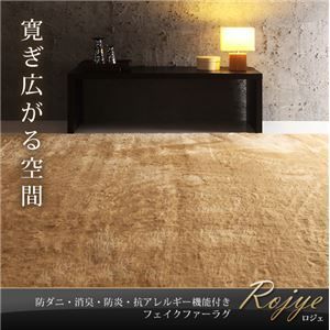 ラグマット 261×352cm Rojye ブラウン 防ダニ 消臭 防炎 抗アレルギー機能付きフェイクファーラグ Rojye ロジェ 代引不可