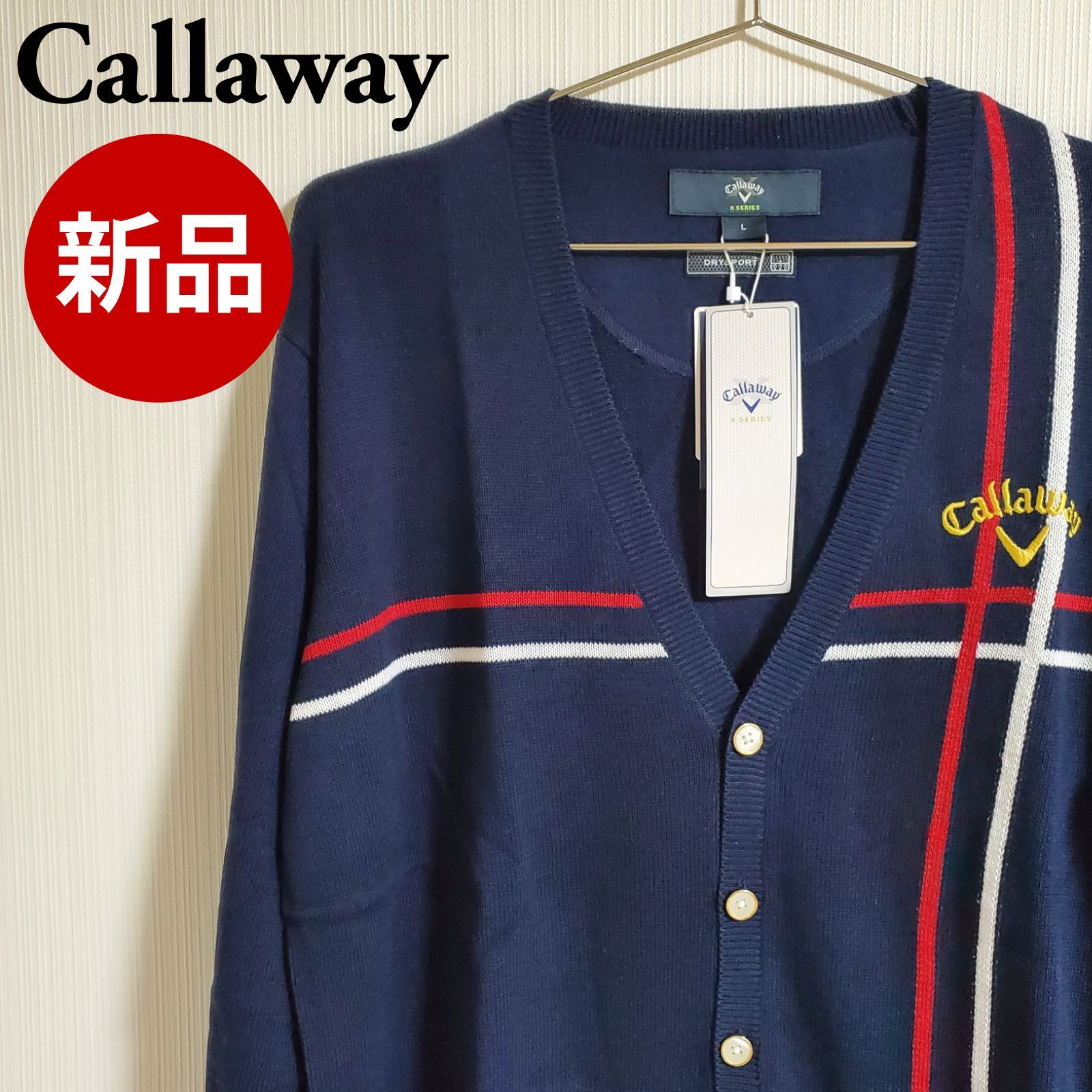 新品】Callaway キャロウェイ 長袖 カーディガン ネイビー系