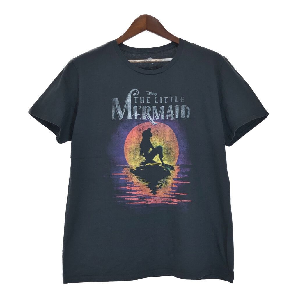 Disney ディズニー The Little Mermaid リトルマーメイド 半袖Ｔシャツ ムービー キャラクター ブラック メンズ L 古着 U2501