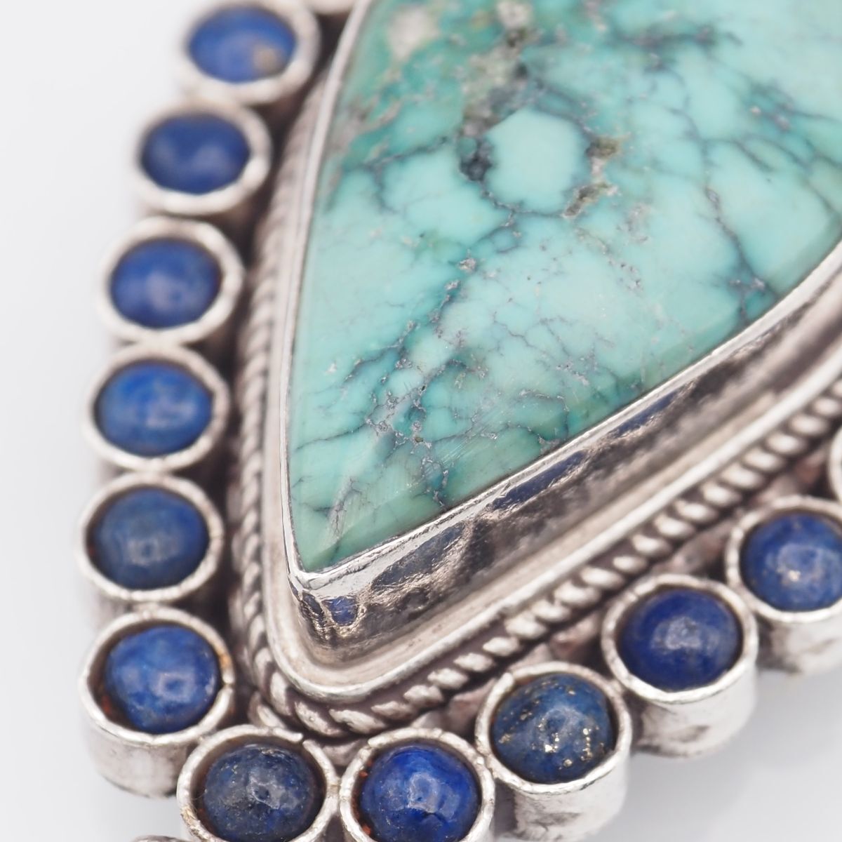 G386 ターコイズ トルコ石 ラピスラズリ ペンダント トップ デザイン シルバー チャーム ヘッド ヴィンテージ 12月誕生石 SIROKUMA-CORPORATION_COM