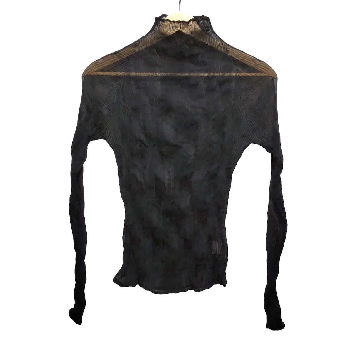 ISSEYMIYAKE イッセイミヤケ 長袖カットソー サイズ2 M レディース - 黒 タートルネック|プリーツ|シースルー