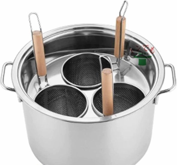 3穴パスタ調理器具セット 家庭用キッチンスチーマー用の蓋付きストレーナー付きステンレス鋼パスタポット ストックポット調理業務用調理ツール