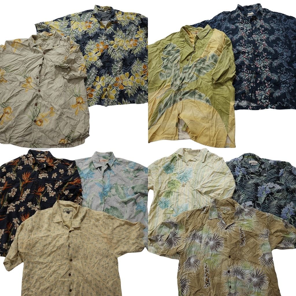 古着卸 トミーバハマ アロハシャツ 半袖シャツ 10枚セット メンズ XL |2XL モンステラ ハイビスカス 総柄 古着 NA3076