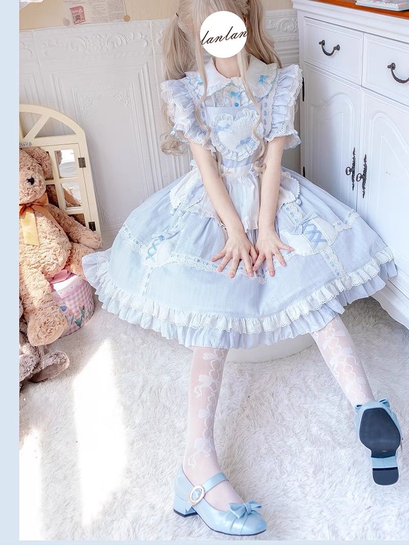 新品 5L ワンピース メイド ロリータ リボンハートメイドワンピース♡ STEPUP対象】【送料無料】リボンハートメイドワンピース