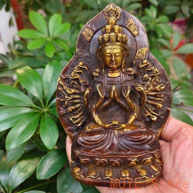 銅器 仏像 千手観音菩薩 鎮宅 辟邪 開運風水 招財 置物 工芸品zw0829