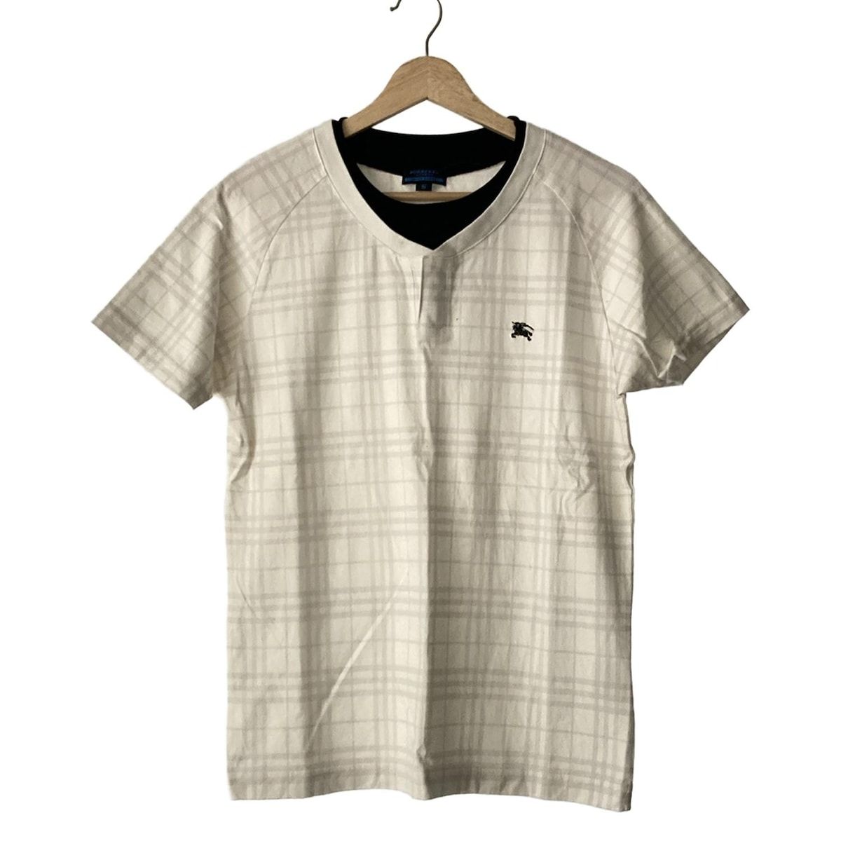 Burberry Blue Label バーバリーブルーレーベル 半袖カットソー サイズS レディース - 白×ライトパープル×黒 チェック柄