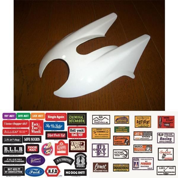 C3]7408 ステッカー２枚付 猫耳 ヘルメット ディフューザー 白 両面テープ付定型外可 汎用 ネコミミ 走り屋