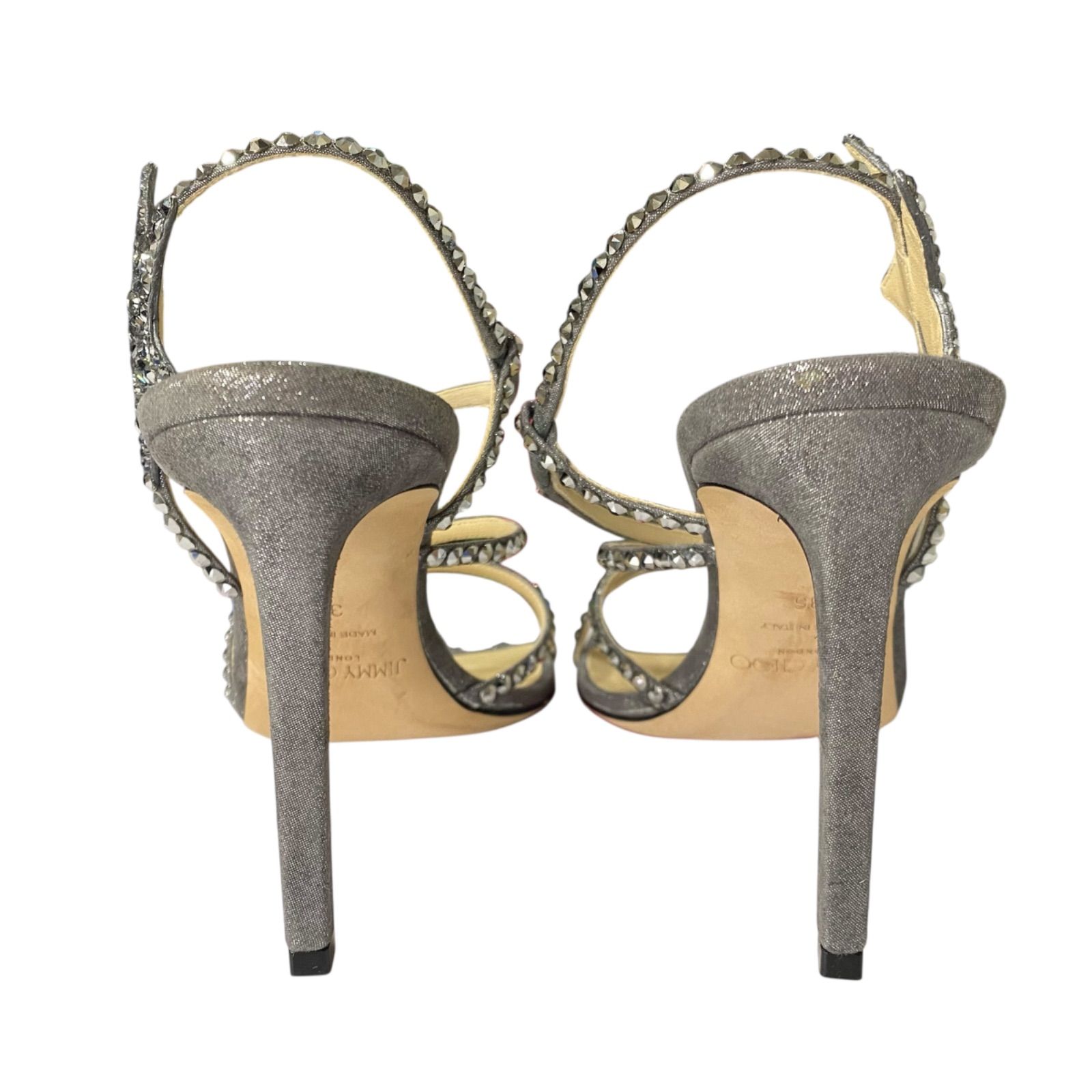 Jimmy Choo シルバー ハイヒールサンダル 美品 ジミーチュウ JIMMY CHOO ラインストーン サンダル