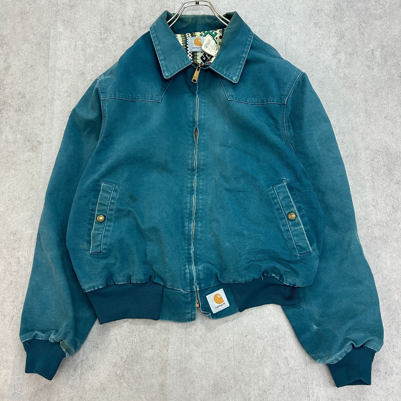 激レアデザイン 90s USA製 JS1155 Carhartt カーハート 無地 ワンポイント アウター ダックジャケット サンタフェジャケット  古着 グリーン ブルー系 XL - メルカリ