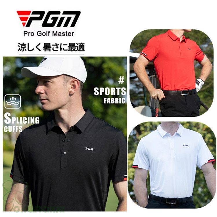 ゴルフ 半袖ポロシャツ ゴルフウェア 通気速幹 ストレッチ シャツ メンズ ポロシャツ 春夏 モデル 2504gshirt08* -RED