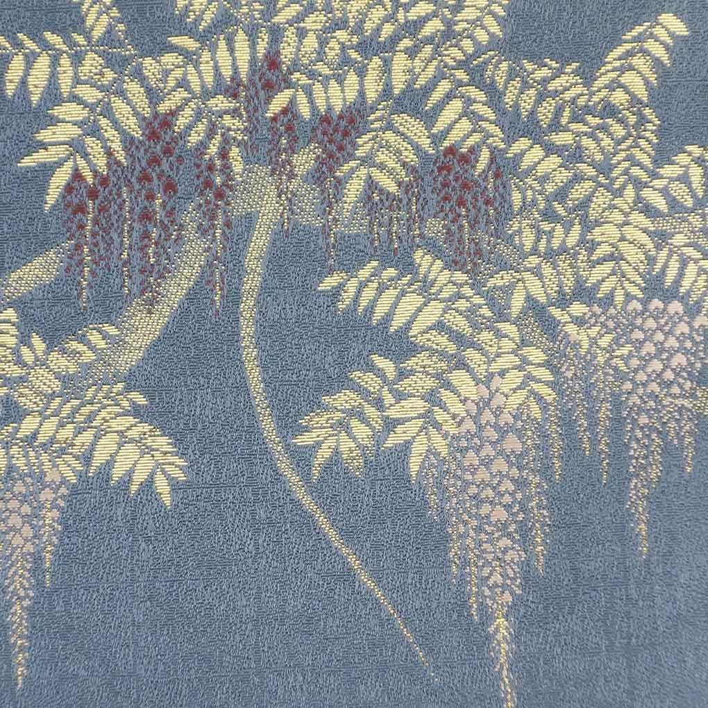 袋帯 幅31cm 長さ445cm レディース 藤 秋冬春用 正絹 シルク ネイビー リメイク リユース リサイクル 呉服のきくや