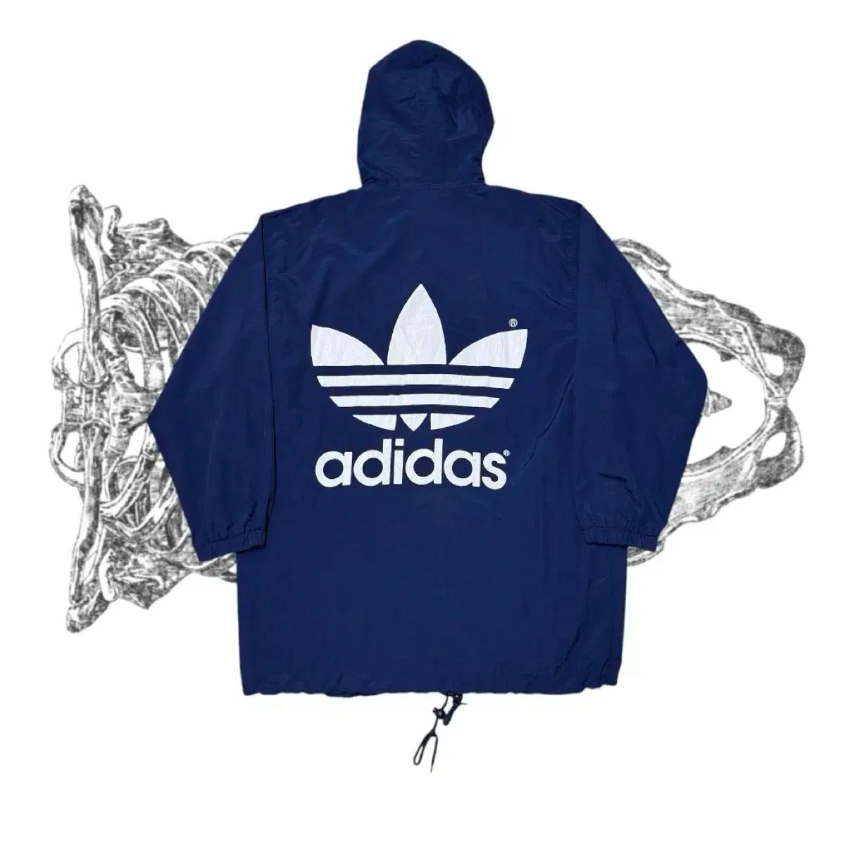 adidas アディダス 90s オールドスクール ビックロゴ ローブ ウィンドブレーカー ジャケット