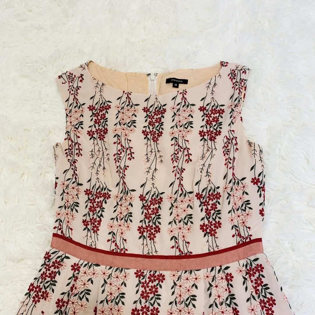 TOCCA トッカ 花柄刺繍ワンピース 0 ライトピンク □