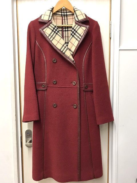 BURBERRY BLUE LABEL バーバリー コート ノバチェック レッド サイズ38