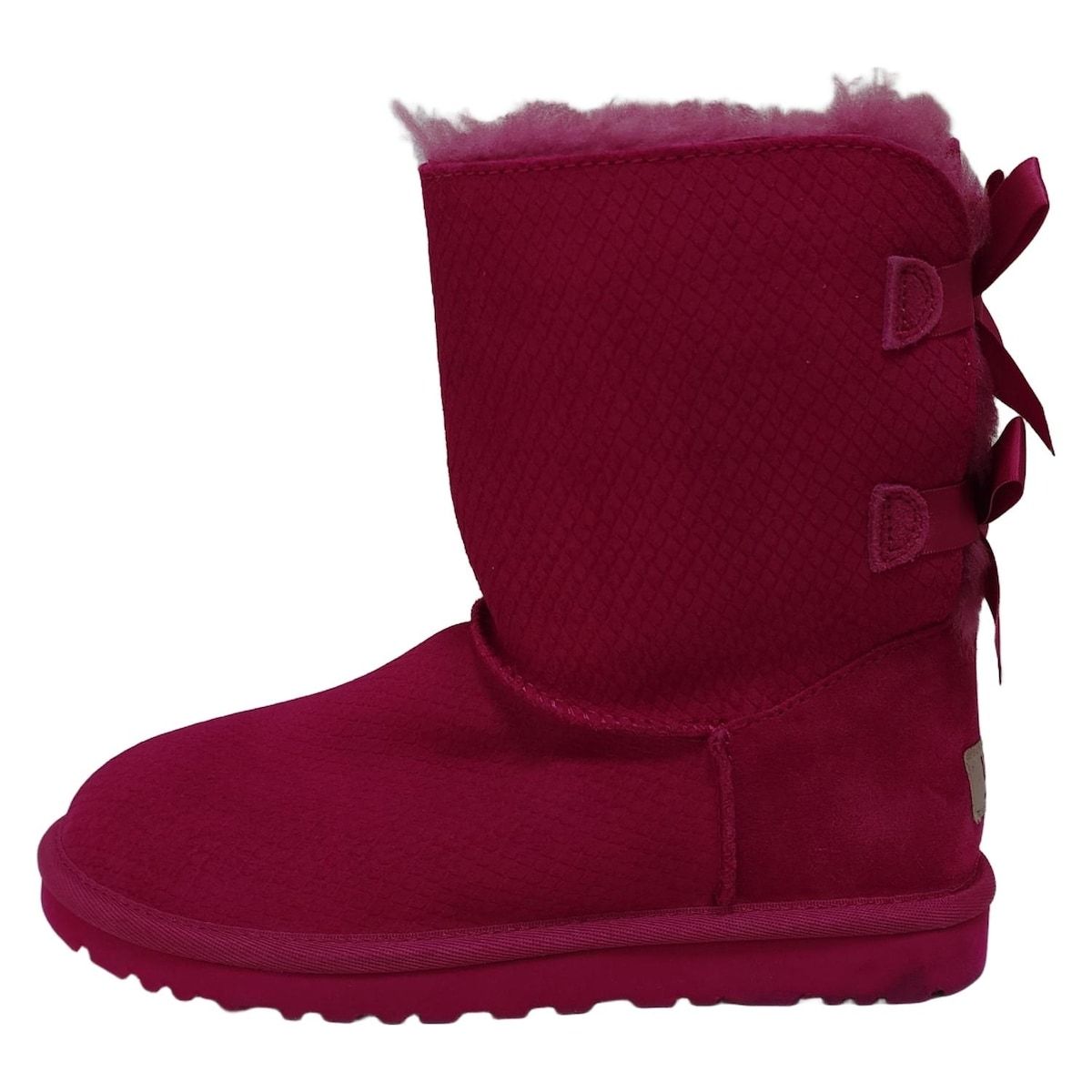 UGG アグ ショートブーツ 23 レディース ベイリーボウ エキゾチック スケールズ 1007526 ピンク リボン|型押し加工 ムートン