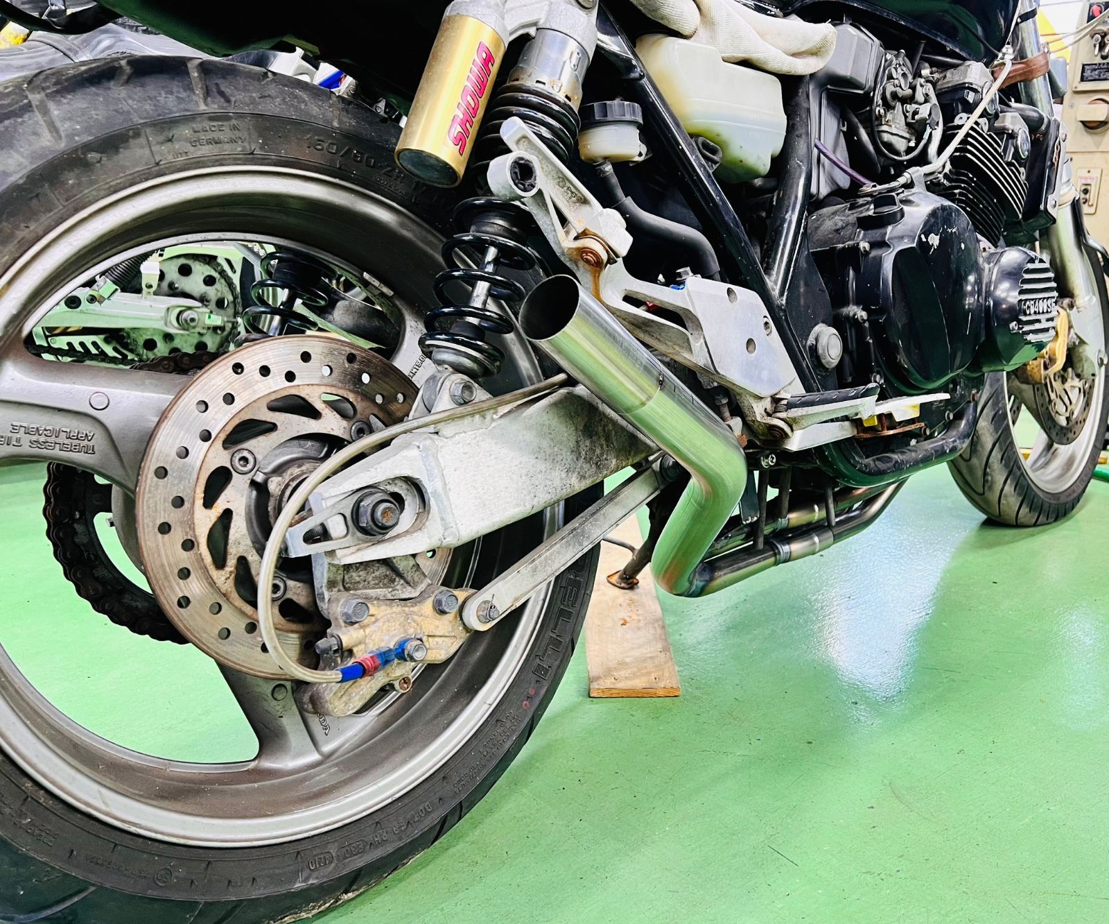 REDSTAGE CB400SF NC39 飛燕 ブラック レッドステージ REDSTAGE CB400SF NC39 飛燕 4-2-1 オリジナルマフラー メッキ レッド