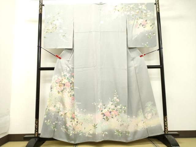 平和屋着物○訪問着 友禅 枝花文 暈し染め 金彩 正絹 逸品 DAAU0632tw