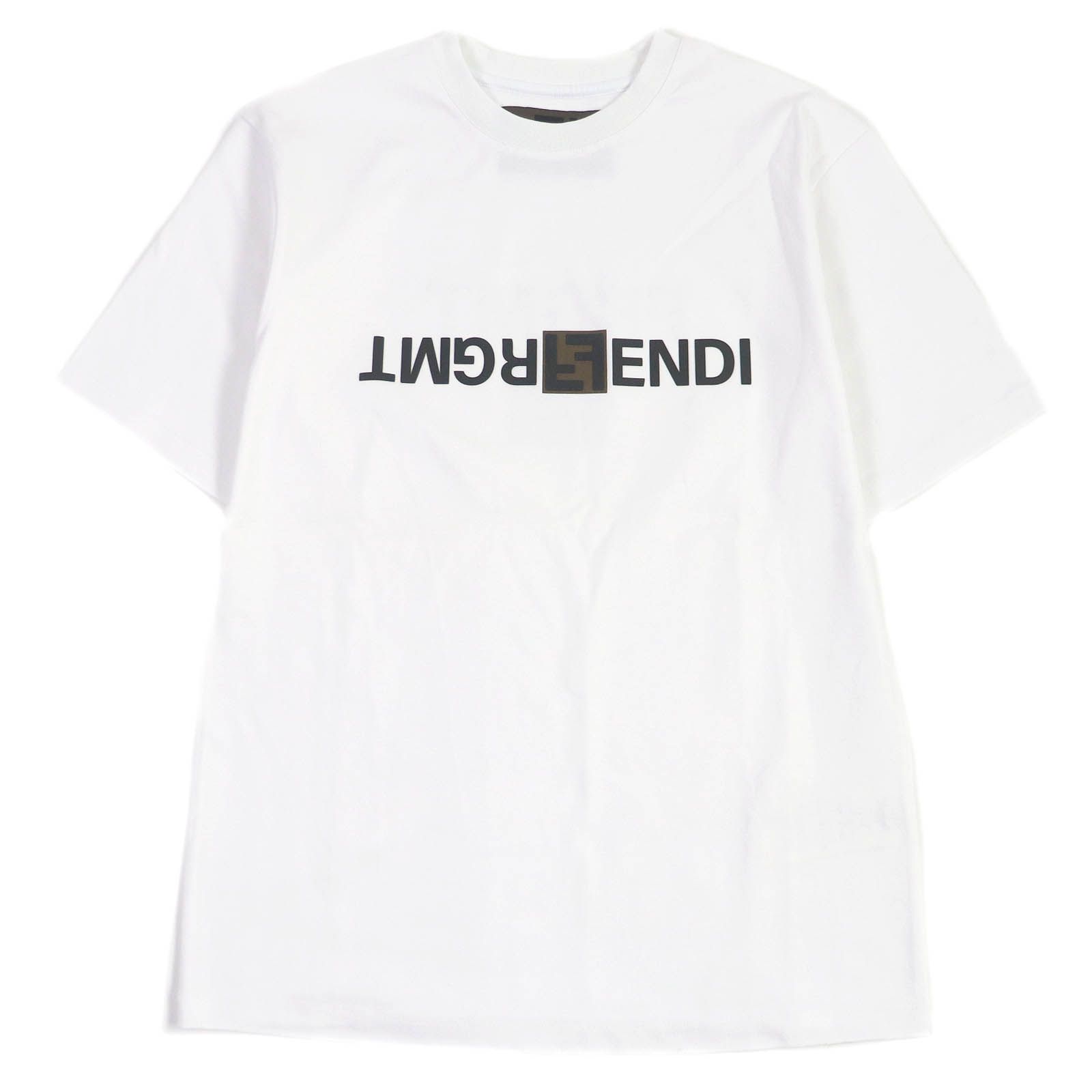 極美品FENDI フェンディ FRAGMENT フラグメント コラボ 23AW FS9626 T-SHIRT SS コットン100％ FFロゴ ズッカ ロゴデザイン 半袖Ｔシャツ ホワイト XXS イタリア製 正規品 メンズ