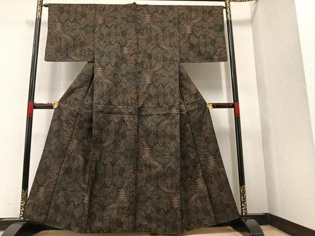 平和屋着物○本場大島紬 9マルキ 風景樹林文 正絹 逸品 AAAW0004ph