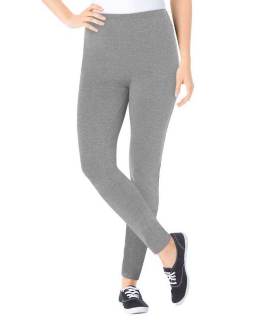 送料無料 ウーマン ウィズイン レディース レギンス ボトムス Plus Size Within Stretch-Cotton Knit Pull-On Leggings Medium heather grey