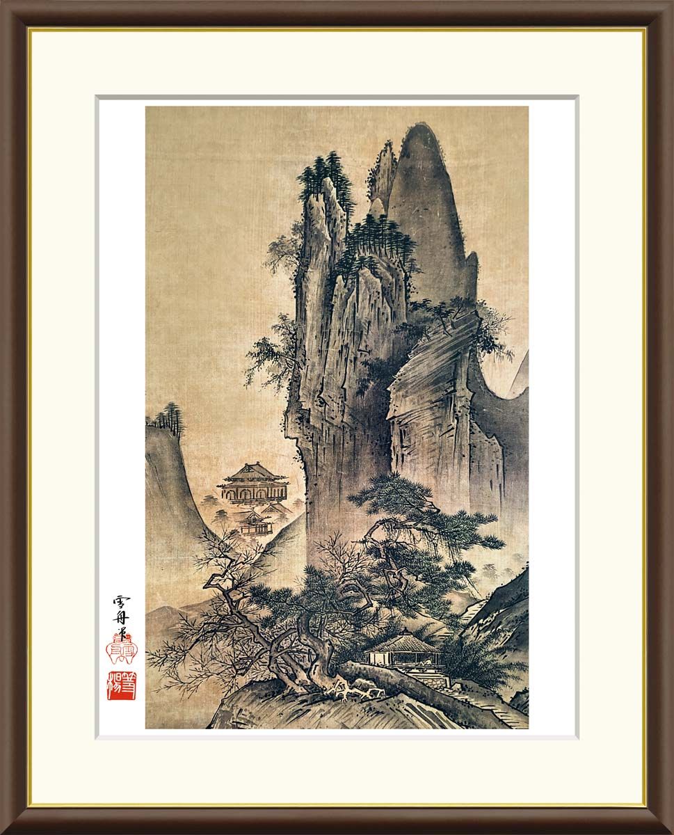 中国書画 掛軸　山水画　古寒山寺図　書画　手描き　墨彩　和風インテリア　美品 中国書画 掛軸 山水画 古寒山寺図 書画 手描き 墨彩 和風インテリア 美