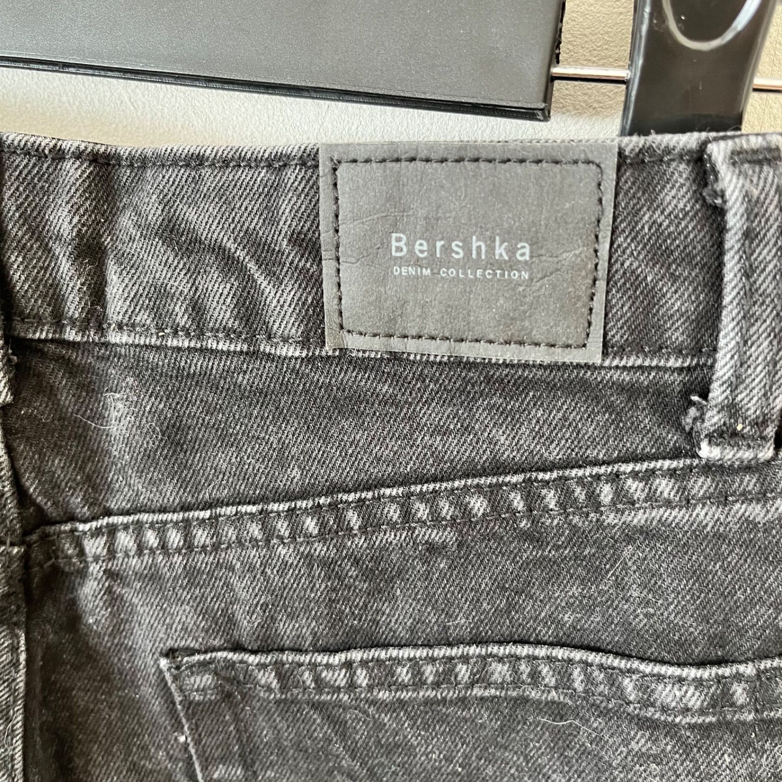 z283 bershka ベルシュカ ワイド デニム パンツ ジーンズ ブラック