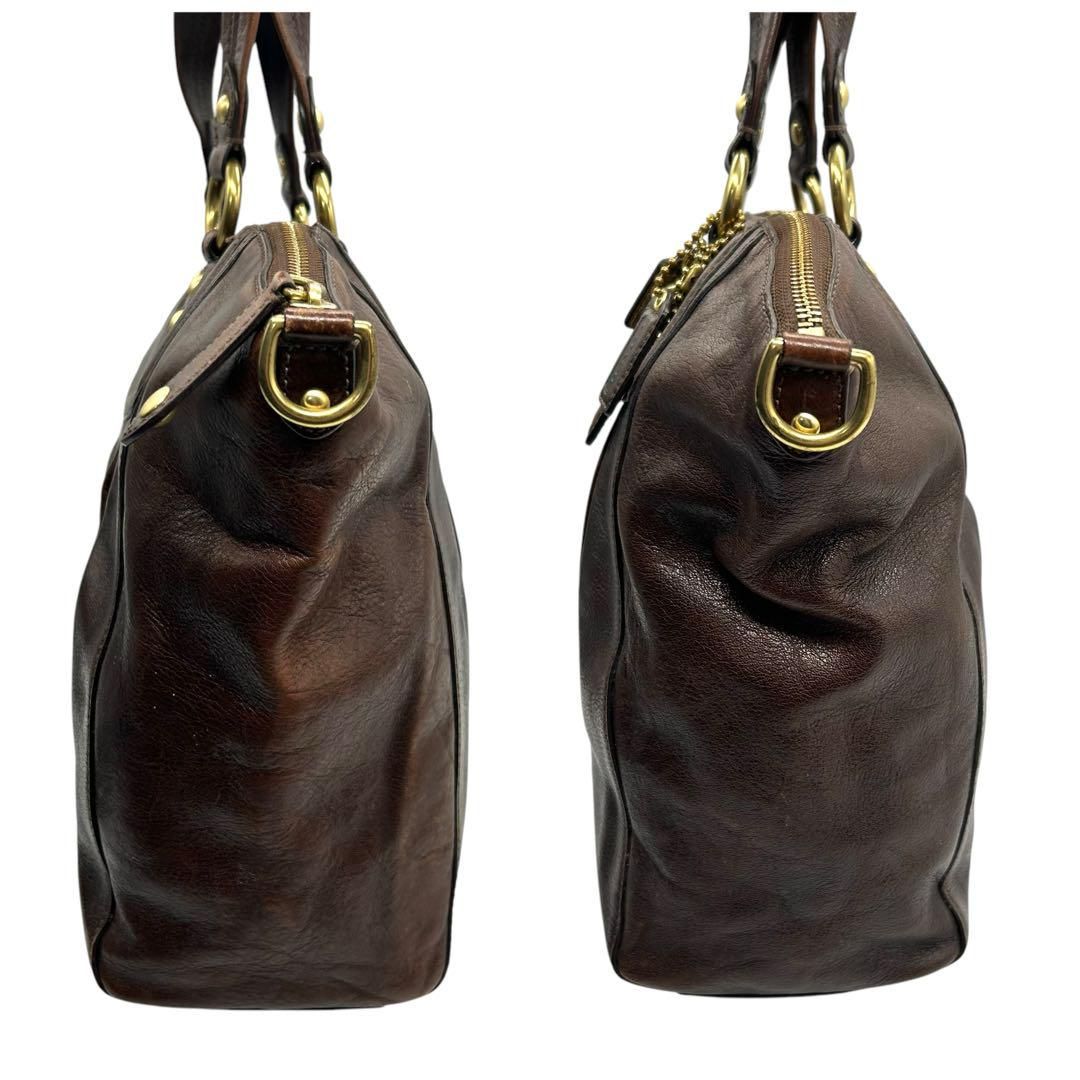 良品 1036 コーチ トートバッグ 馬車ロゴ ブラウン レザー - メルカリ 