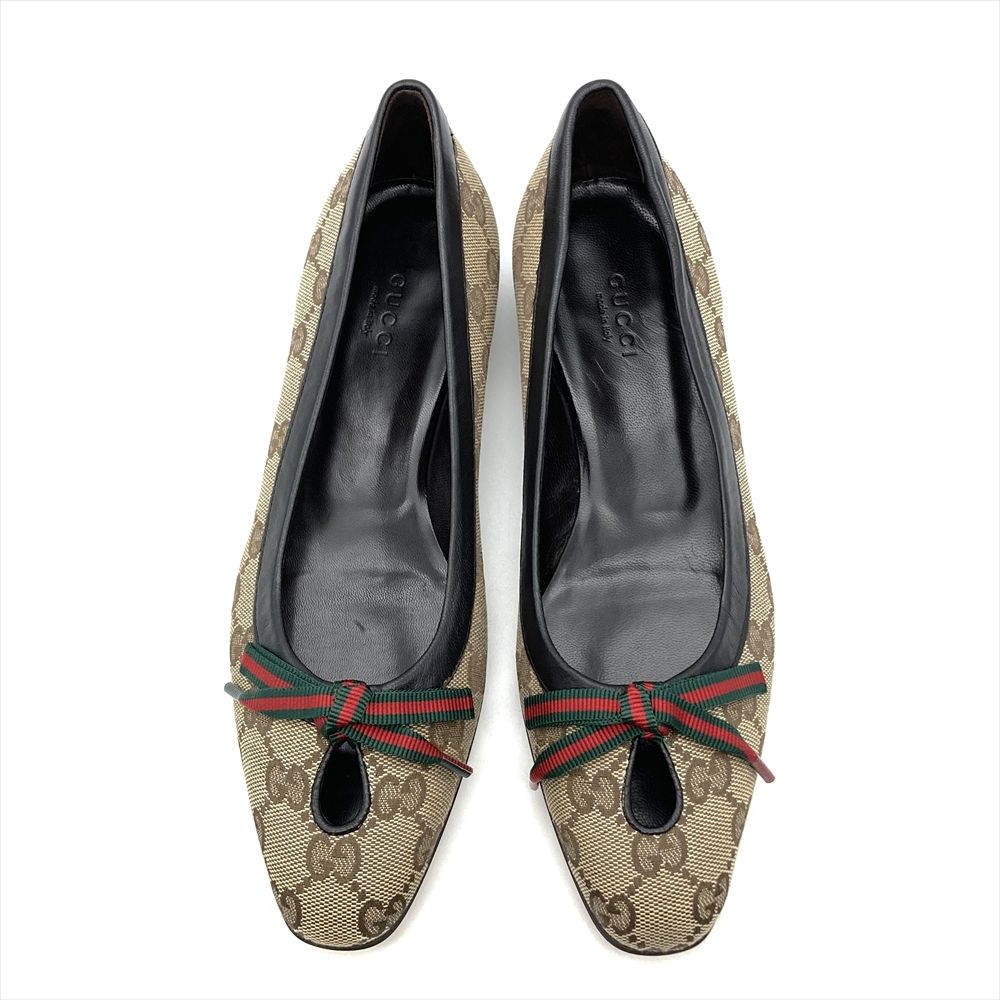 グッチ GUCCI パンプス GGキャンバス 147723 リボン シェリーライン 35 1/2 C レディース【中古】 - メルカリ