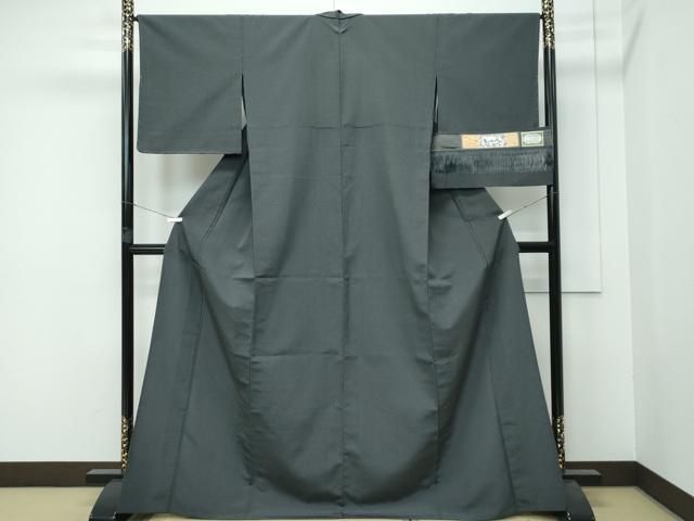 平和屋本店 上 本塩沢 やまだ織 雪の中のきれ 格子柄 黒地 証紙付き CZAA3856s5