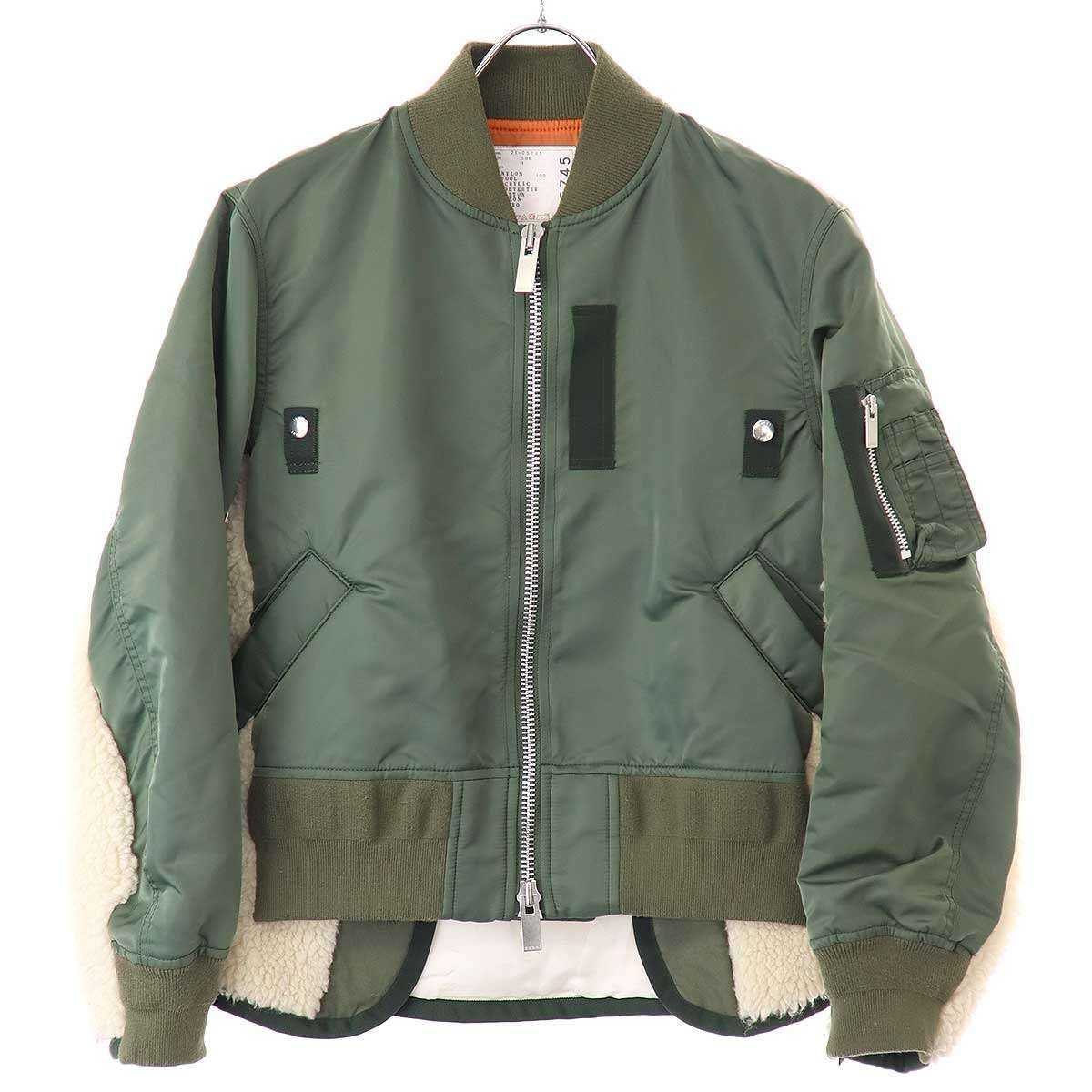 sacai サカイ 21AW Nylon Twill Mix Blouson ナイロンツイルミックスブルゾン カーキ 1 21-05745 - メルカリ