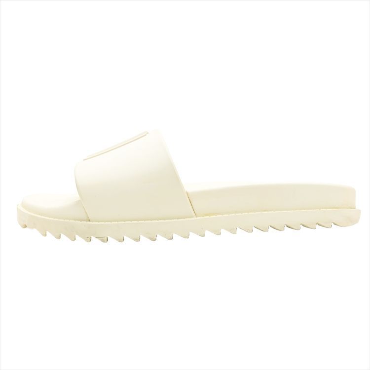 フェンディ FENDI スライドサンダル フラット ロゴ 6 25cm 白 ホワイト