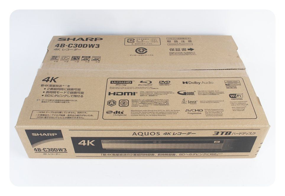 シャープ AQUOS 4K レコーダー 4B-C30DW3 3TB ハードディスク