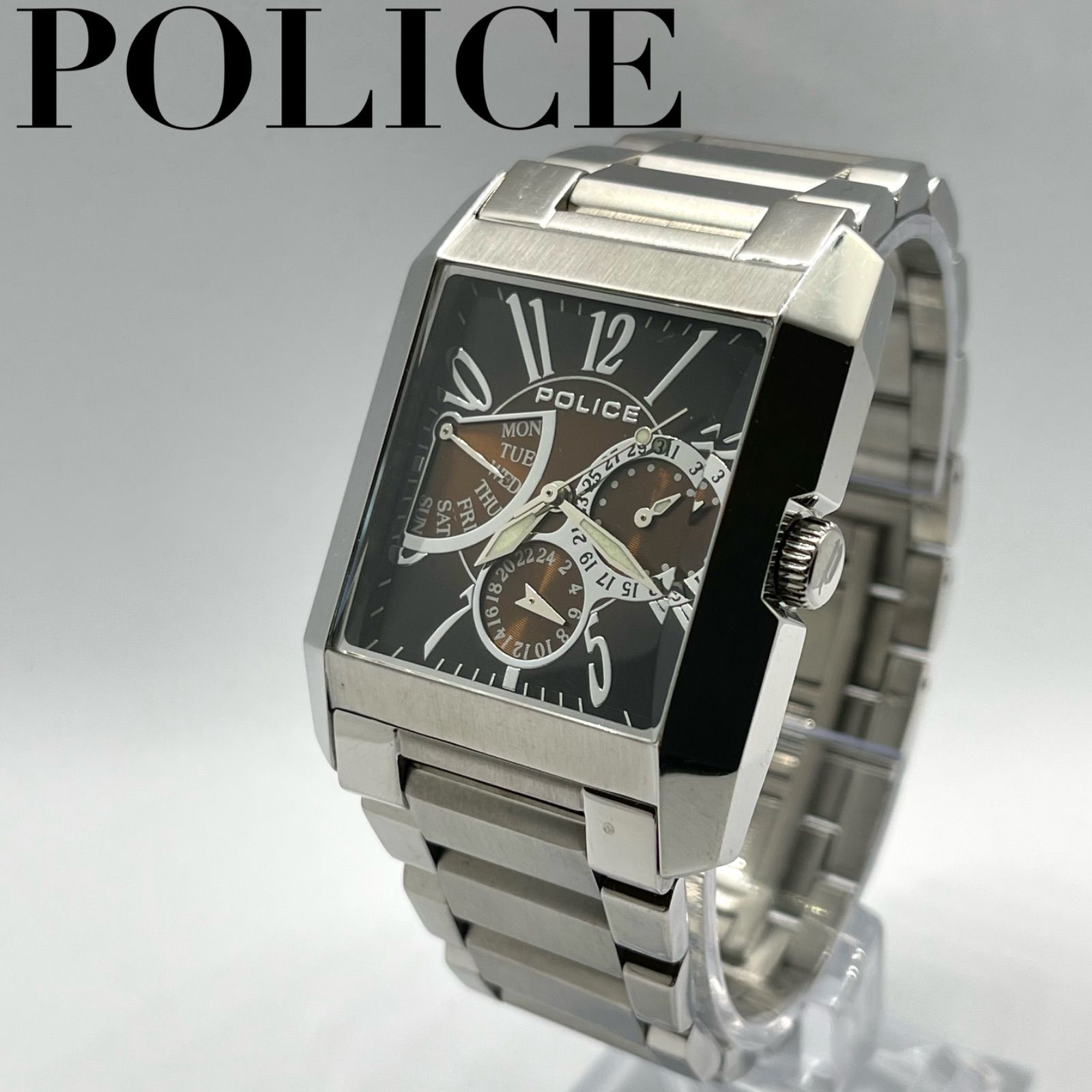 POLICE ポリス 腕時計 10966M クオーツ アナログ シルバー/ブラウン