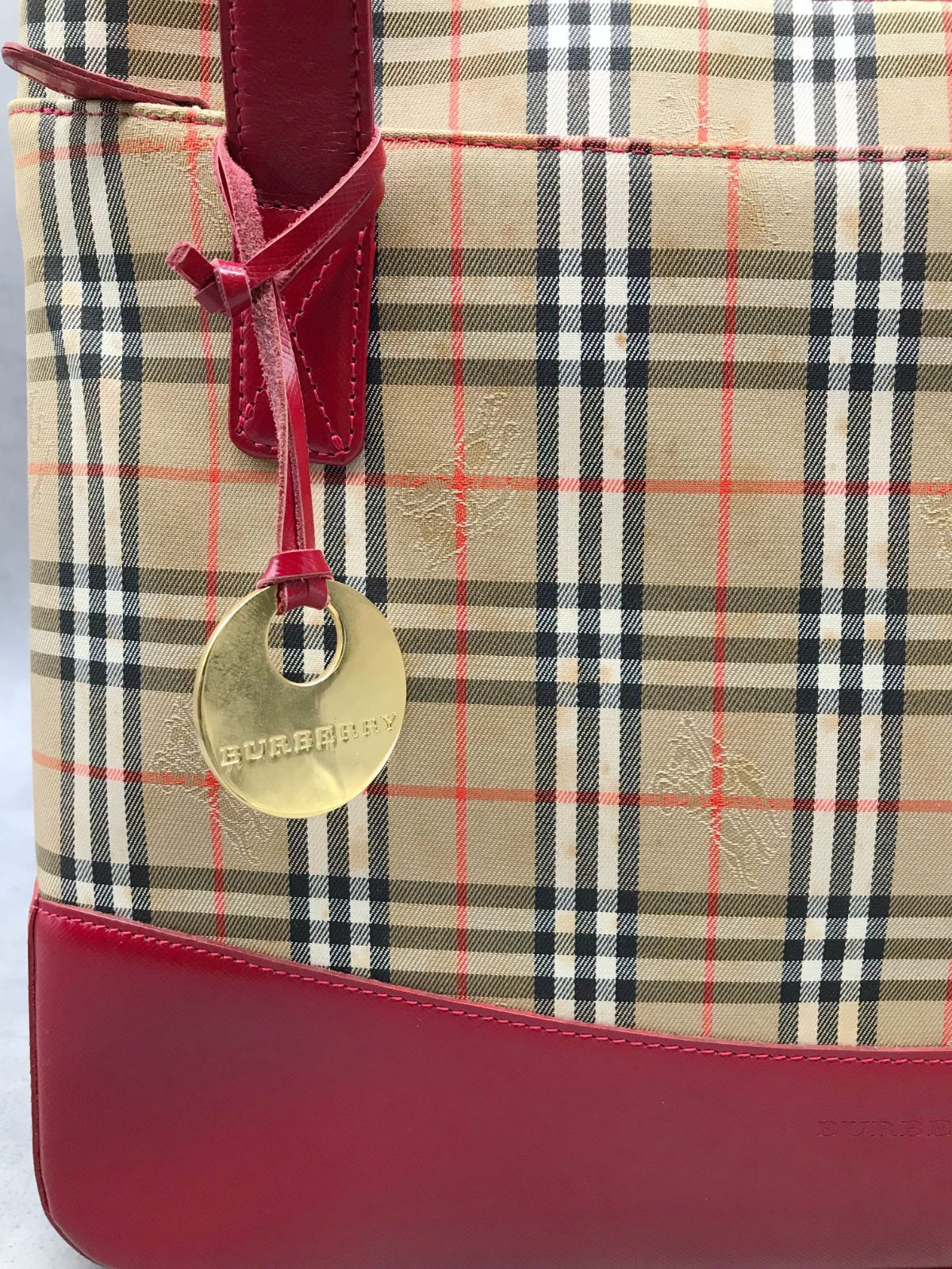 MK77△BURBERRY バーバリー トートバッグ ノバチェック シャドーホース