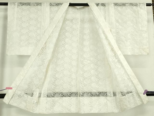 平和屋本店□極上 長羽織 スリーシーズン 春夏秋 塵除け 刺繍 舞葉文