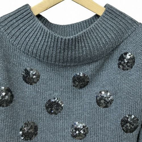 MONSE モンス ドット スパンコール ニット セーター 灰 グレー XS ■GY41 レディース other - MONSE ドット スパンコール ニット セーター 灰 グレー