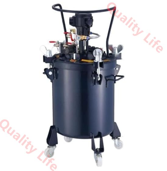 自動混合塗料タンク エア自動撹拌スプレーペイント圧力ポットタンク 加圧式塗料缶 ペイント 塗料かき混ぜ缶 30L | 6.5ガロン圧力ポットペイントタンク レギュレーター圧力計付き 大量塗装および自動車用 自動攪拌塗料バケツ60L