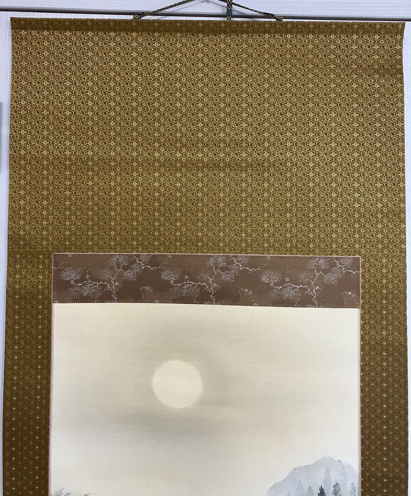 特別値下げ！！掛け軸 安江政敏作「月がござる」肉筆画 尺八立