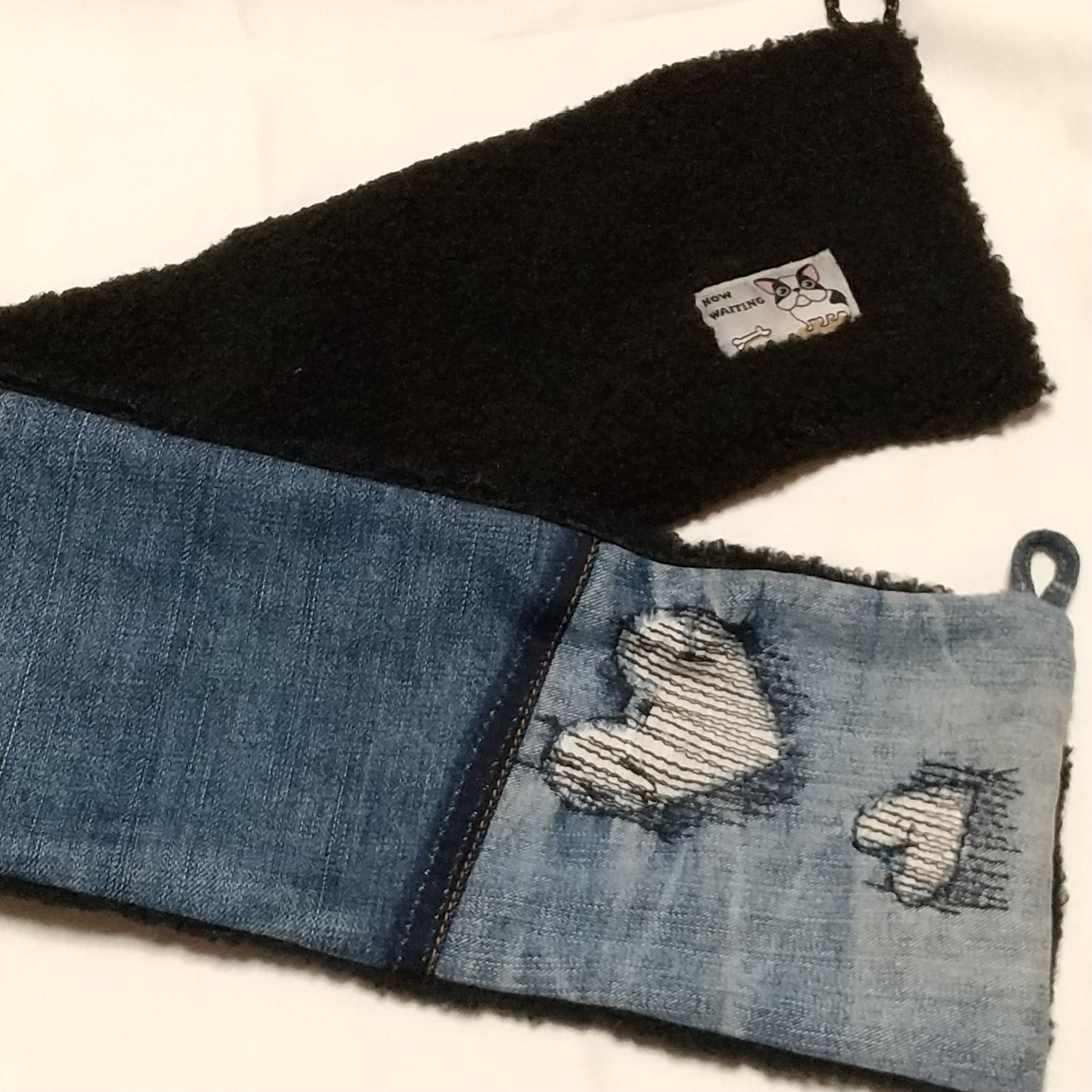 わんこマフラー　デニムリメイク デニムリメイク リバーシブル ネックラップ ネックウォーマー