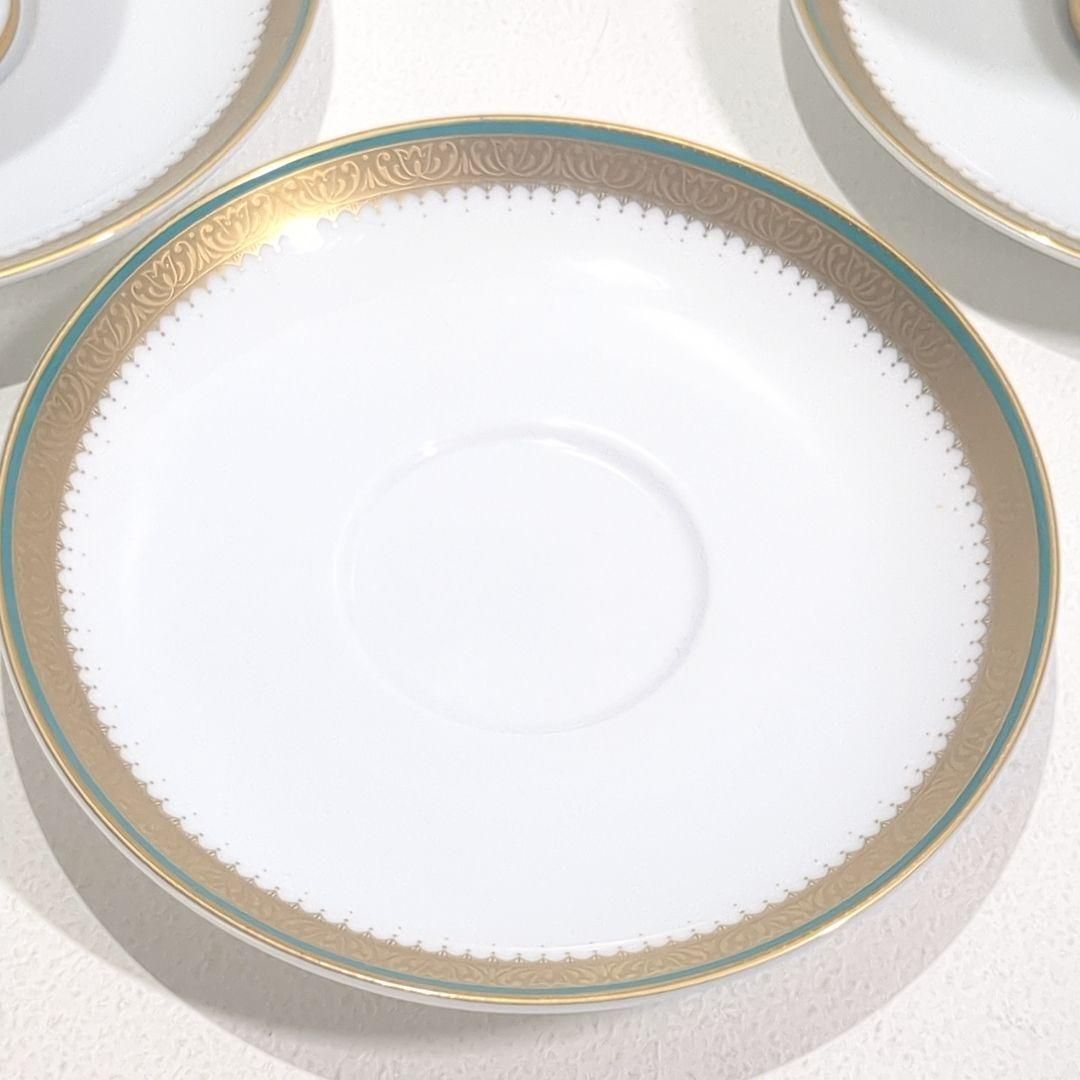 ナルミ カップ ソーサー 金彩 高台 レース ゴールドライン ターコイズ 3点 SKLAD-KIRPICHA_RU
