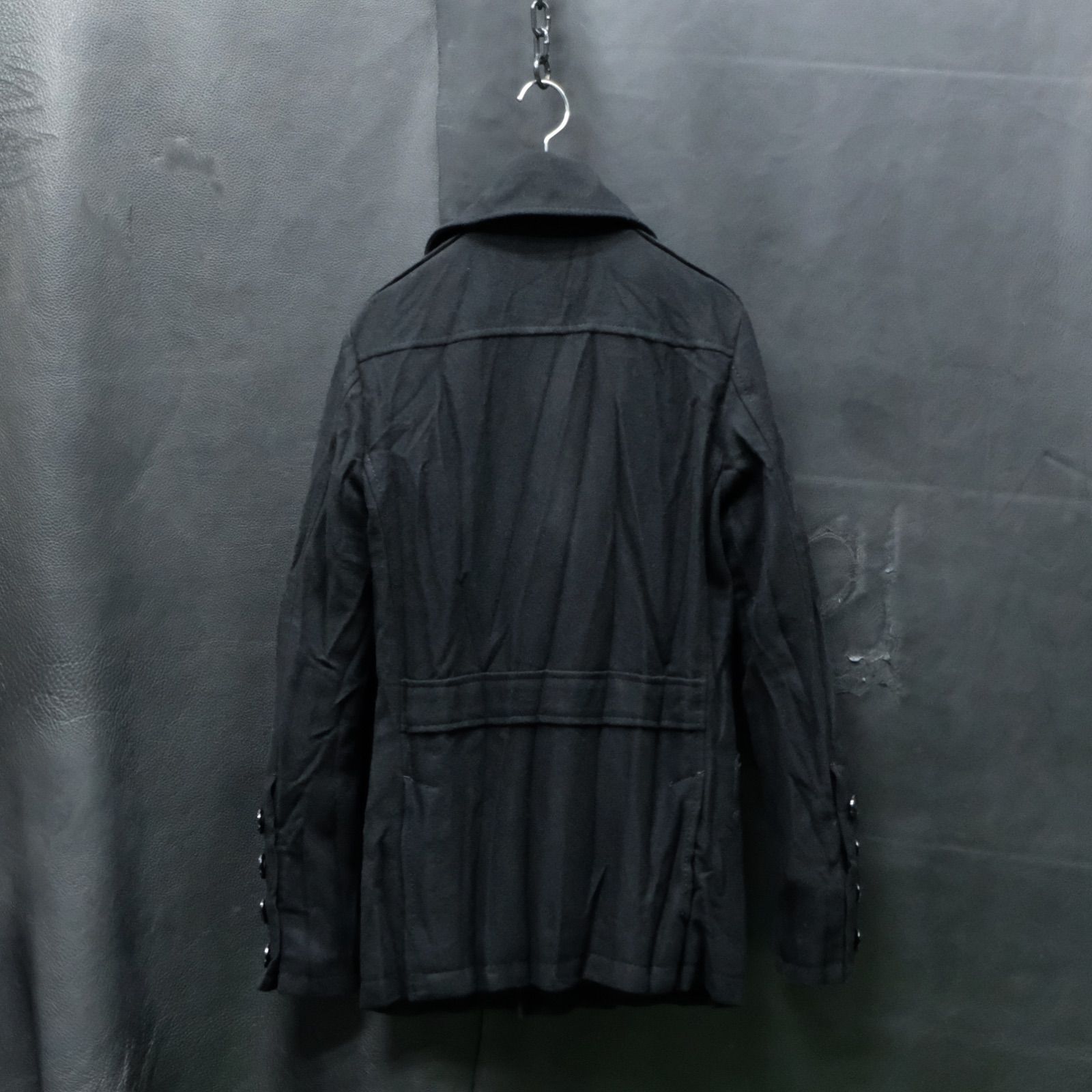 【美品】THEE HYSTERIC XXX 黒ピーコート Mヒステリックグラマー THEE HYSTERIC XXX モーターサイクルコート ジャケット シワ加工