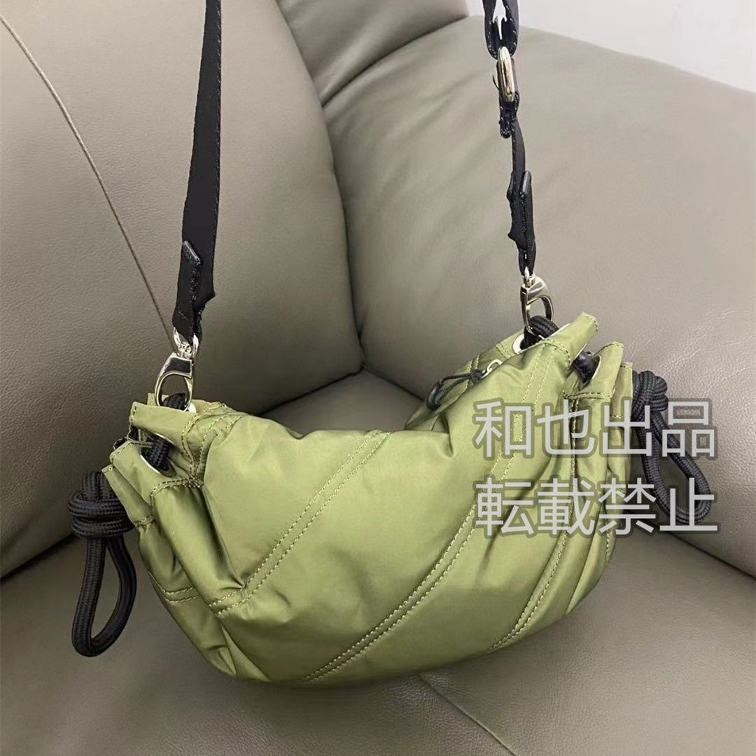 GANNI ガニー ハンドバッグ ショルダーバッグ 花見 旅行 日常用 バッグ ファッション グリーン