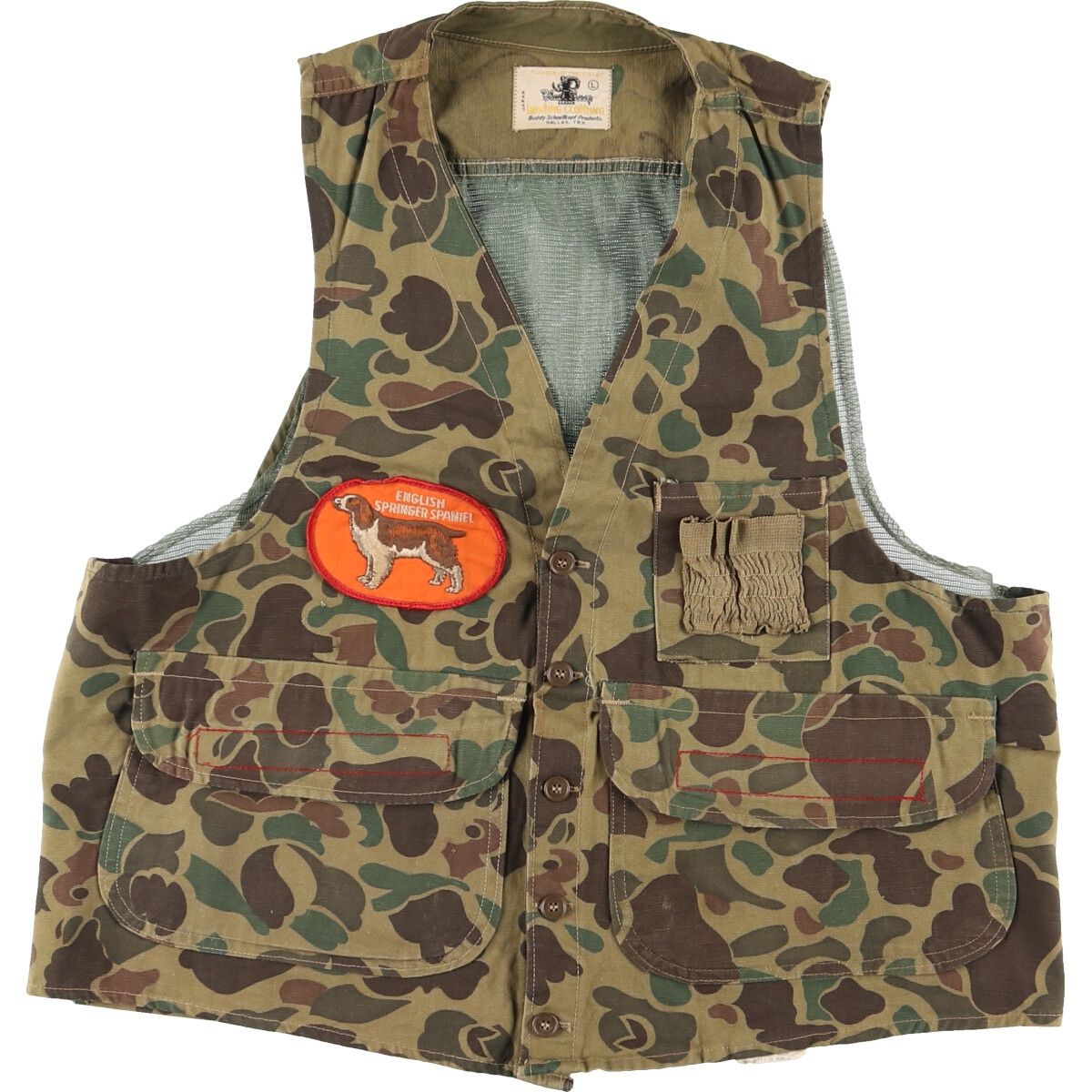 ビンテージ　70年代　カモ柄　ハンティングベスト 古着 70年代 HUNTING CLOTHING ダックハンターカモ 迷彩柄