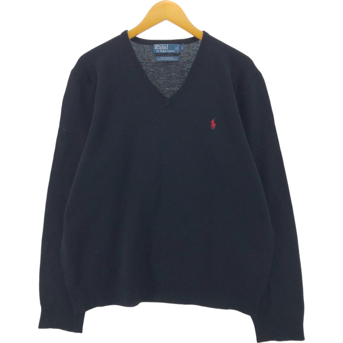 古着 ラルフローレン Ralph Lauren POLO by Ralph Lauren Vネック ラムウールニットセーター メンズL相当/eaa492908