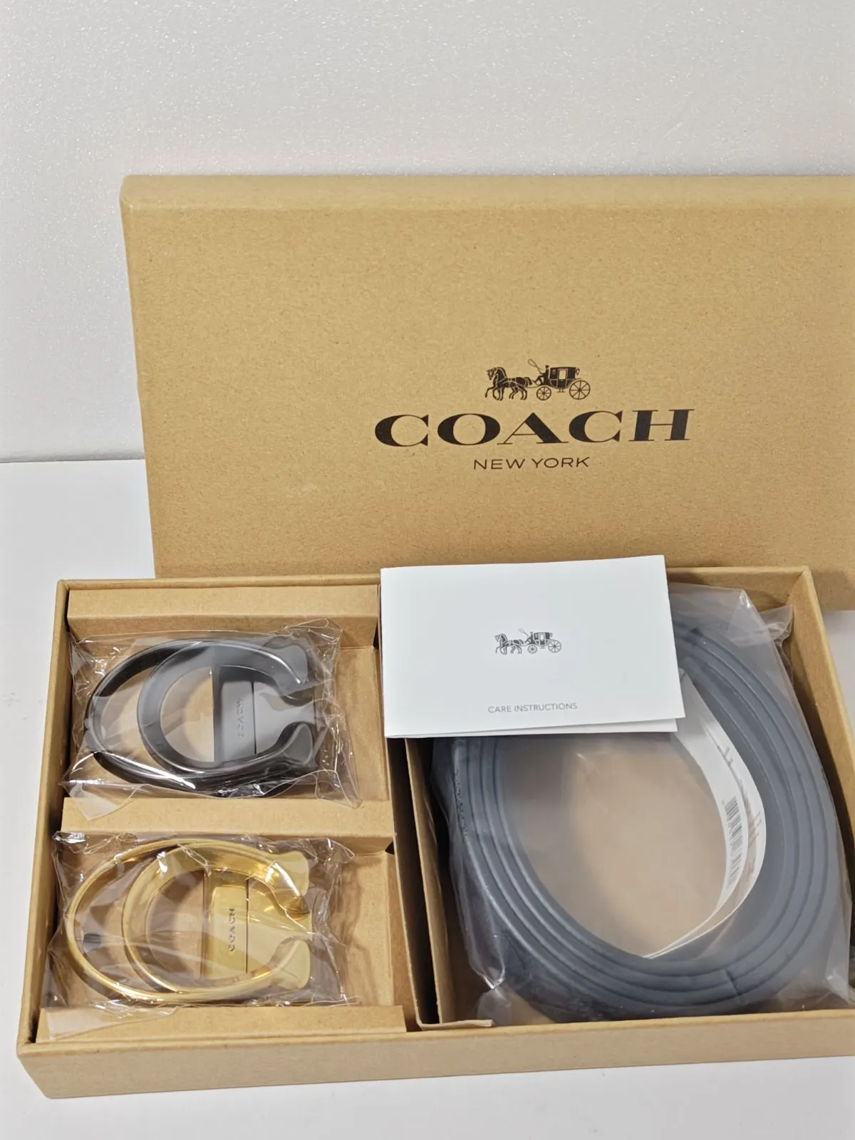 未使用】COACH コーチ ベルト F64839 CQ/BK チャコール×ブラック